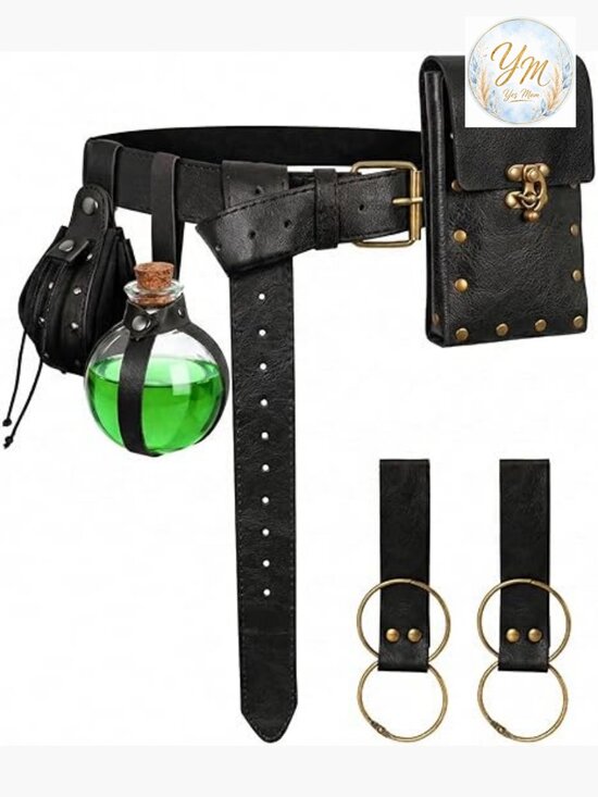 Medieval Pirate Leather Belt Pouch Set with Skirt Hikes main image 4